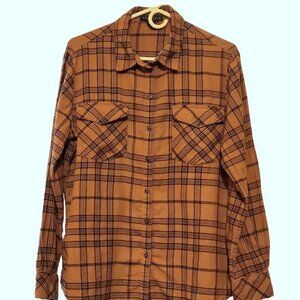 BEAUTIFUL WOMEN CHESTNUT BROWN SANCTUARY BUTTON DOWN PLAID SHIRT SZ M